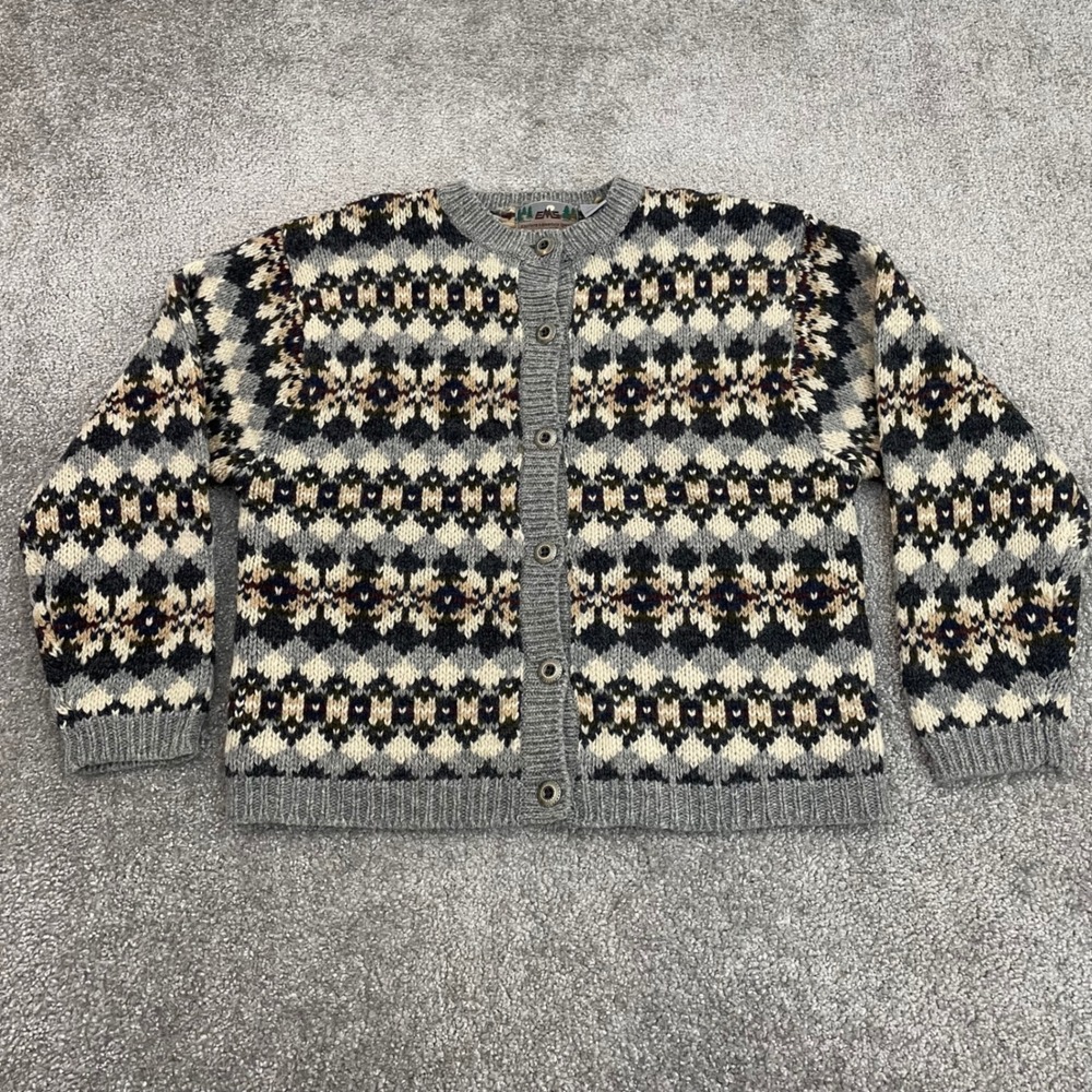 Vintage Wool Sweater Small Fair Isle Nordic Cabin Knit Eastern Mountain Sports